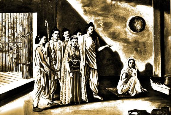 Queen kunti promising Draupadi