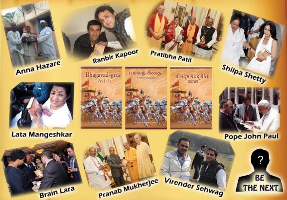 Book Distribution bhagavad Gita to Famous people